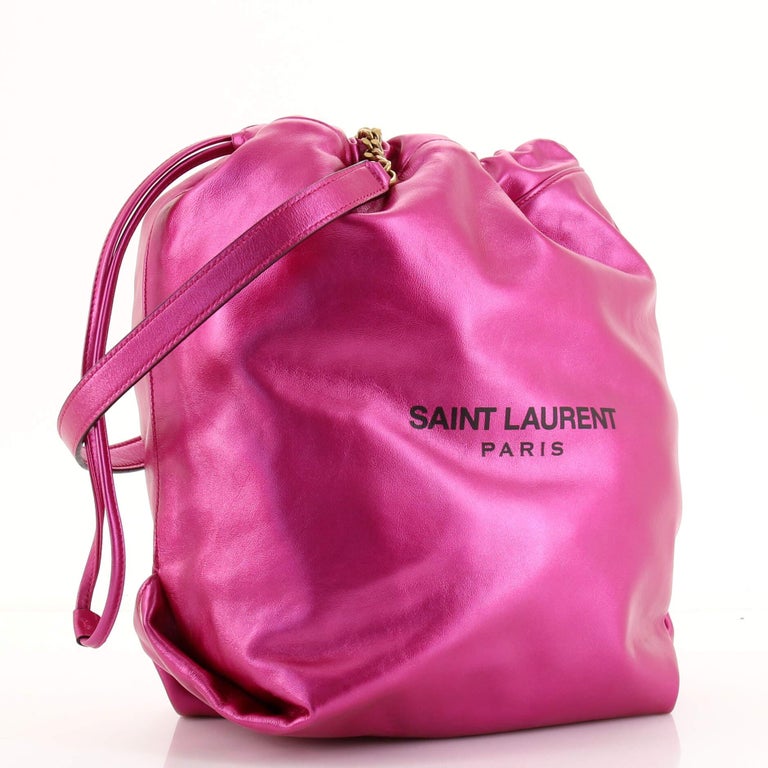 Saint Laurent Teddy Bucket Bag Leather Small For Sale at 1stDibs