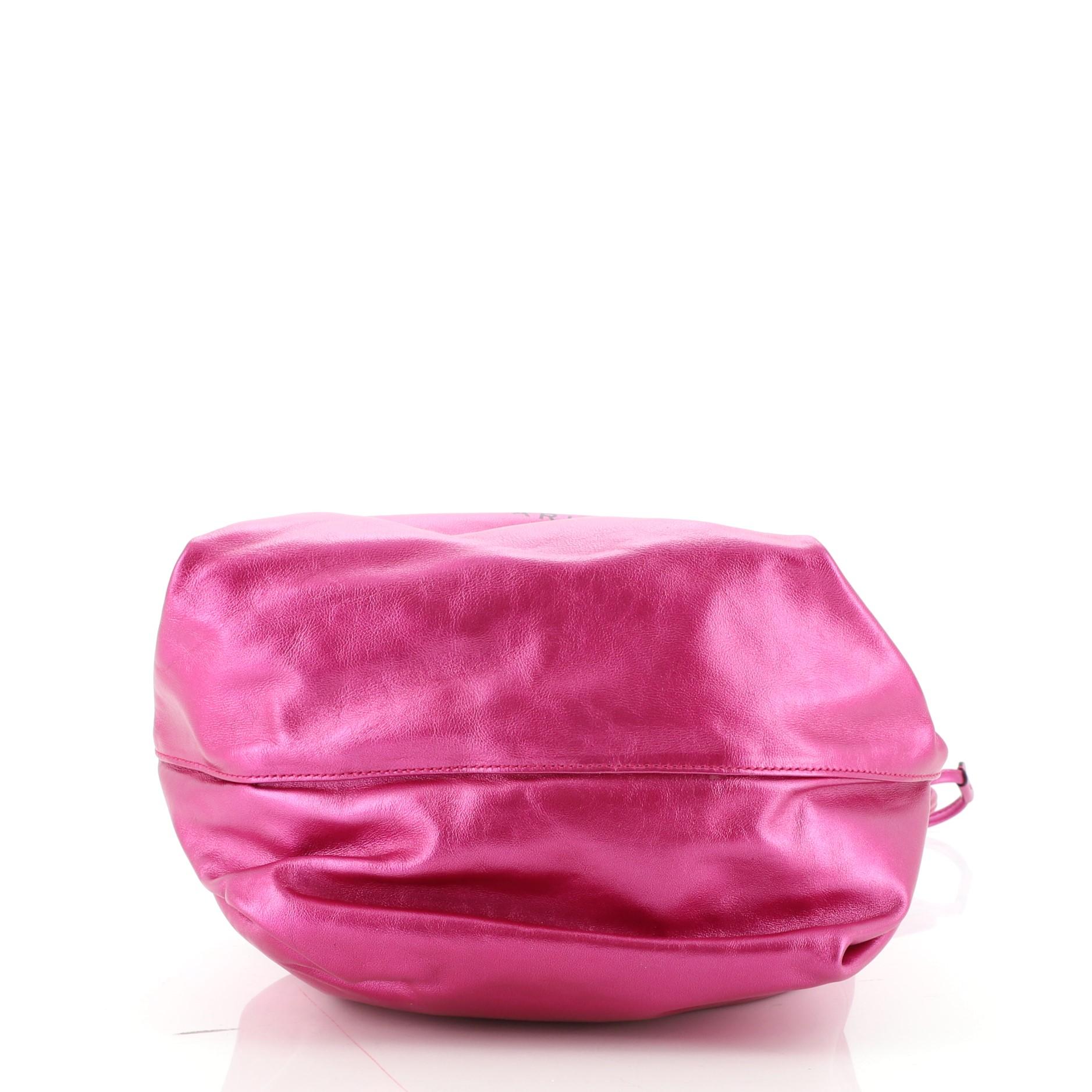 Pink Saint Laurent Teddy Bucket Bag Leather Small