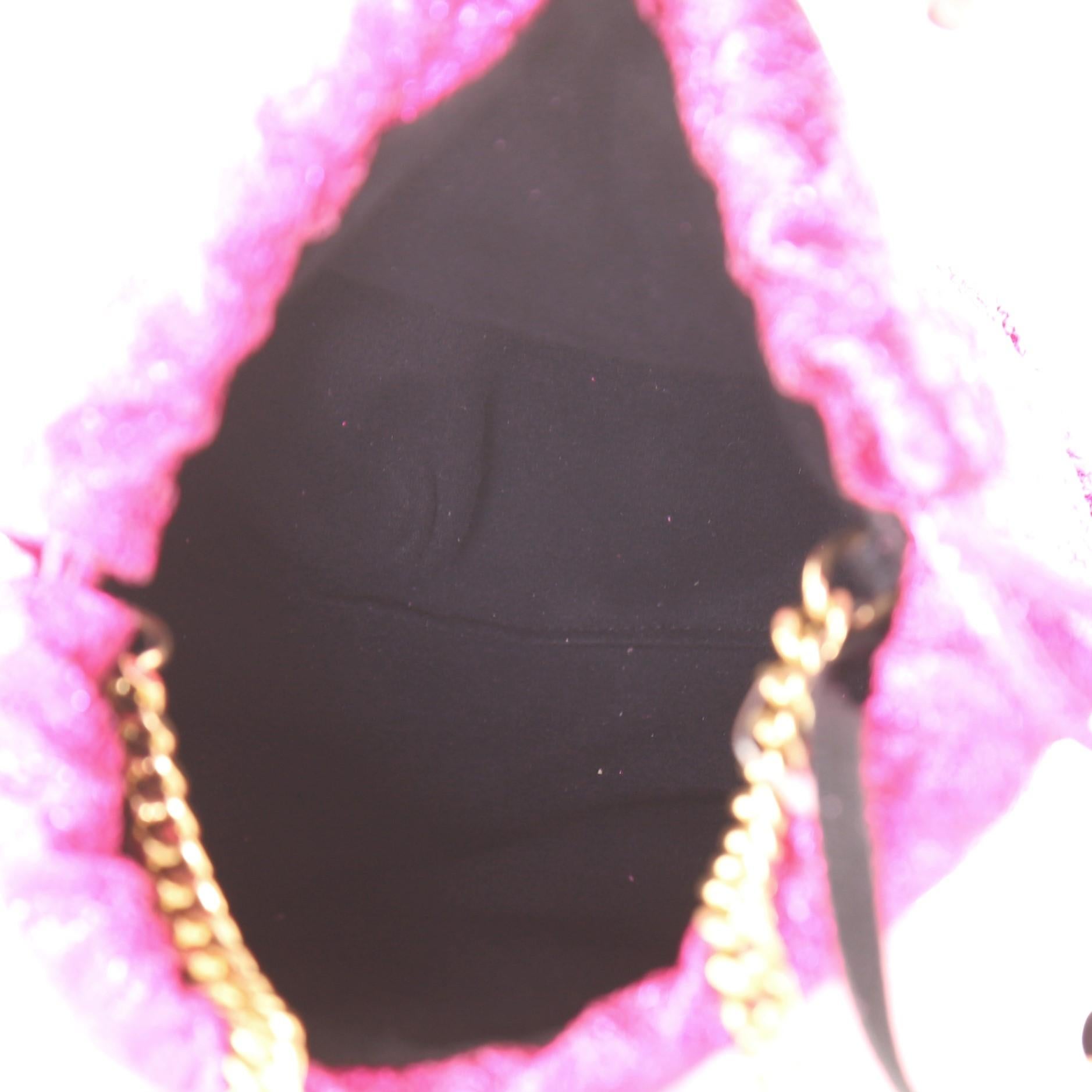 Pink Saint Laurent Teddy Bucket Bag Metallic Crinkled Calfskin Small