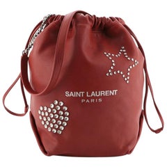Saint Laurent Teddy Bucket Bag Studded Leather