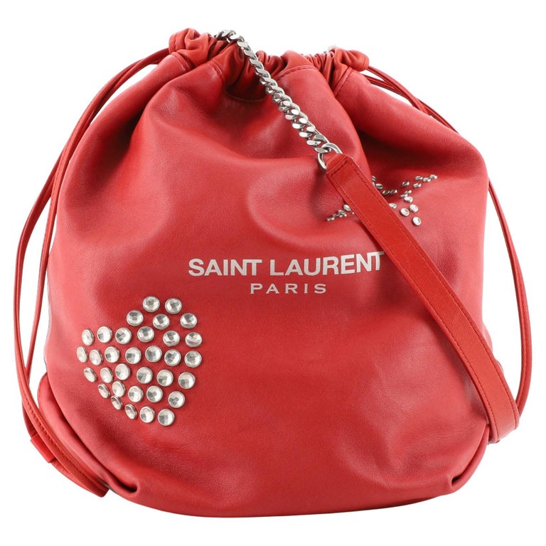 Saint Laurent Teddy Bucket Bag Studded Leather For Sale at 1stDibs