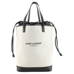 Saint Laurent Teddy Shopping Tote Canvas with Leather