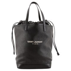 Saint Laurent Teddy Shopping Tote Canvas with Leather Large