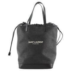 Saint Laurent Teddy Shopping Tote Canvas with Leather Large