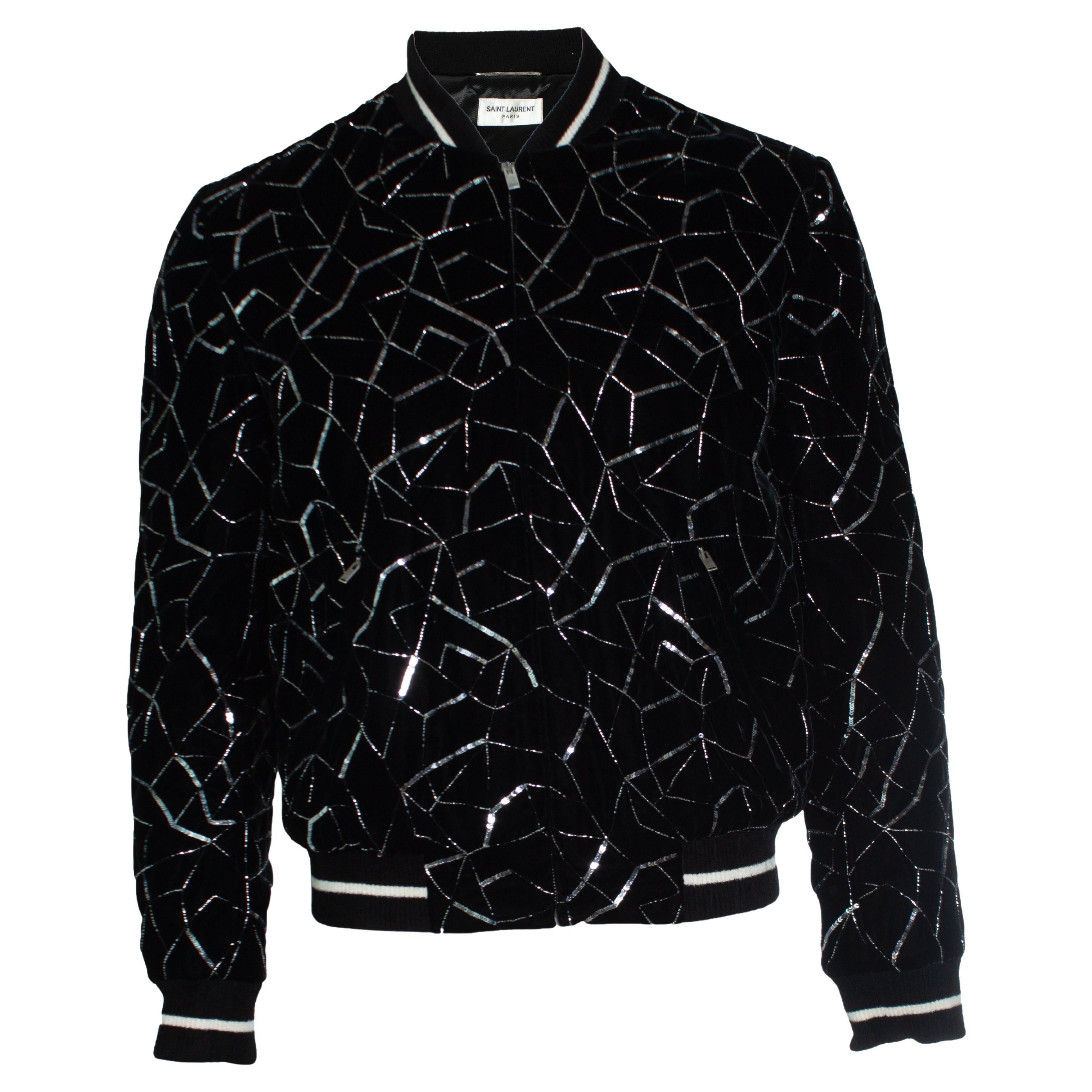 Saint Laurent, Teddy tangle silver bomber jacket 2019 For Sale