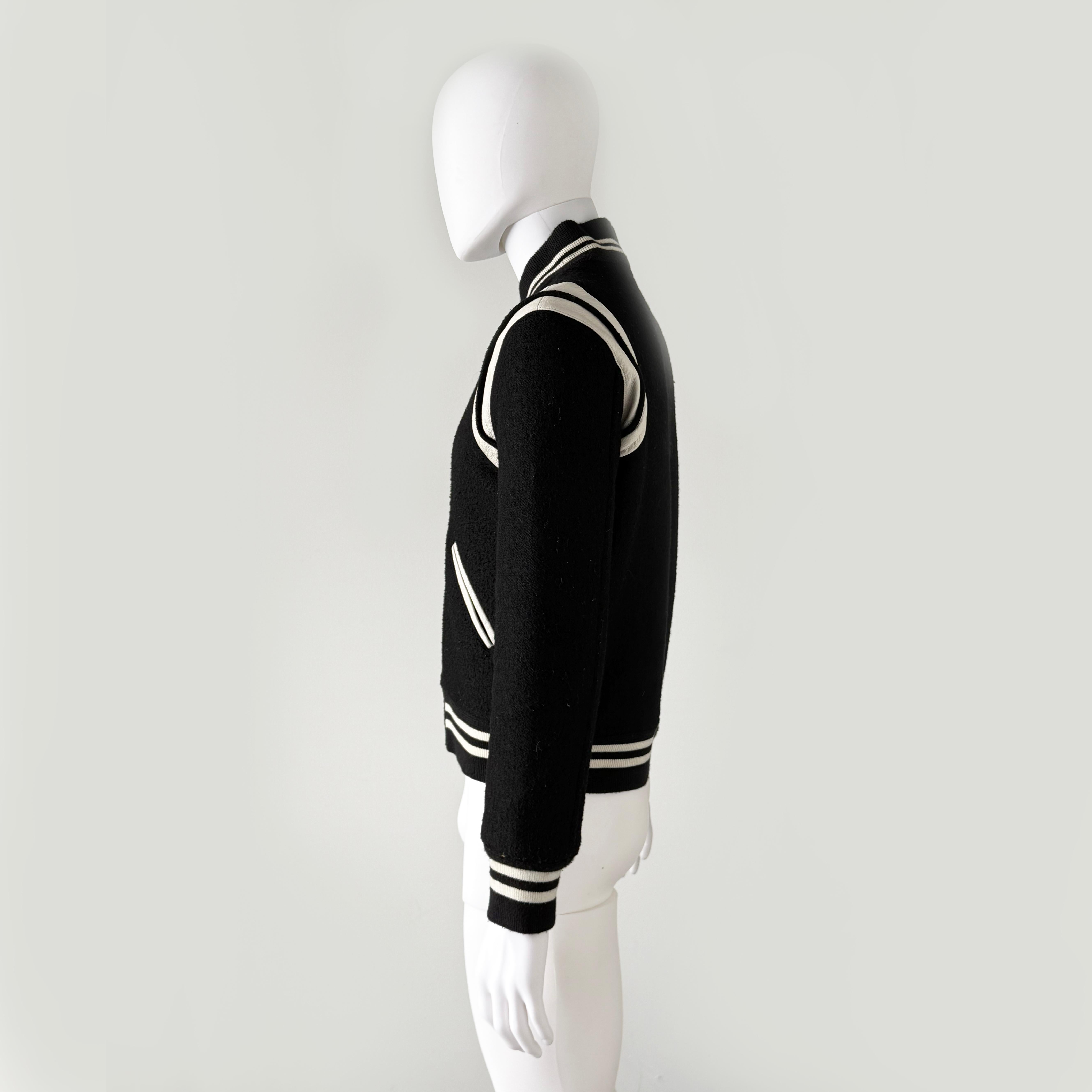 SAINT LAURENT TEDDY VARSITY WOOL BASEBALL MEN Jacket 2021 SIZE S In Good Condition For Sale In Montreal, Quebec
