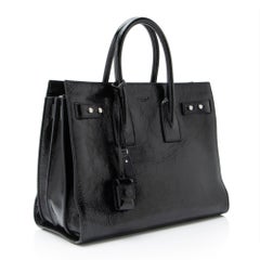 Saint Laurent Textured Patent Leather Sac De Jour Medium Tote