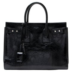 Saint Laurent Textured Patent Leather Sac De Jour Medium Tote