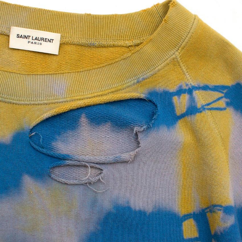 Saint Laurent Tie Die Distressed Sweater L 1