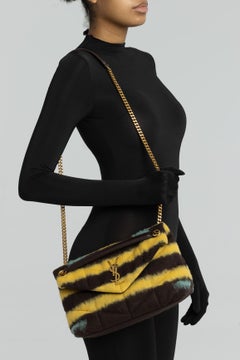 Saint Laurent Tie Dye Yellow Loulou Puffer Bag Small
