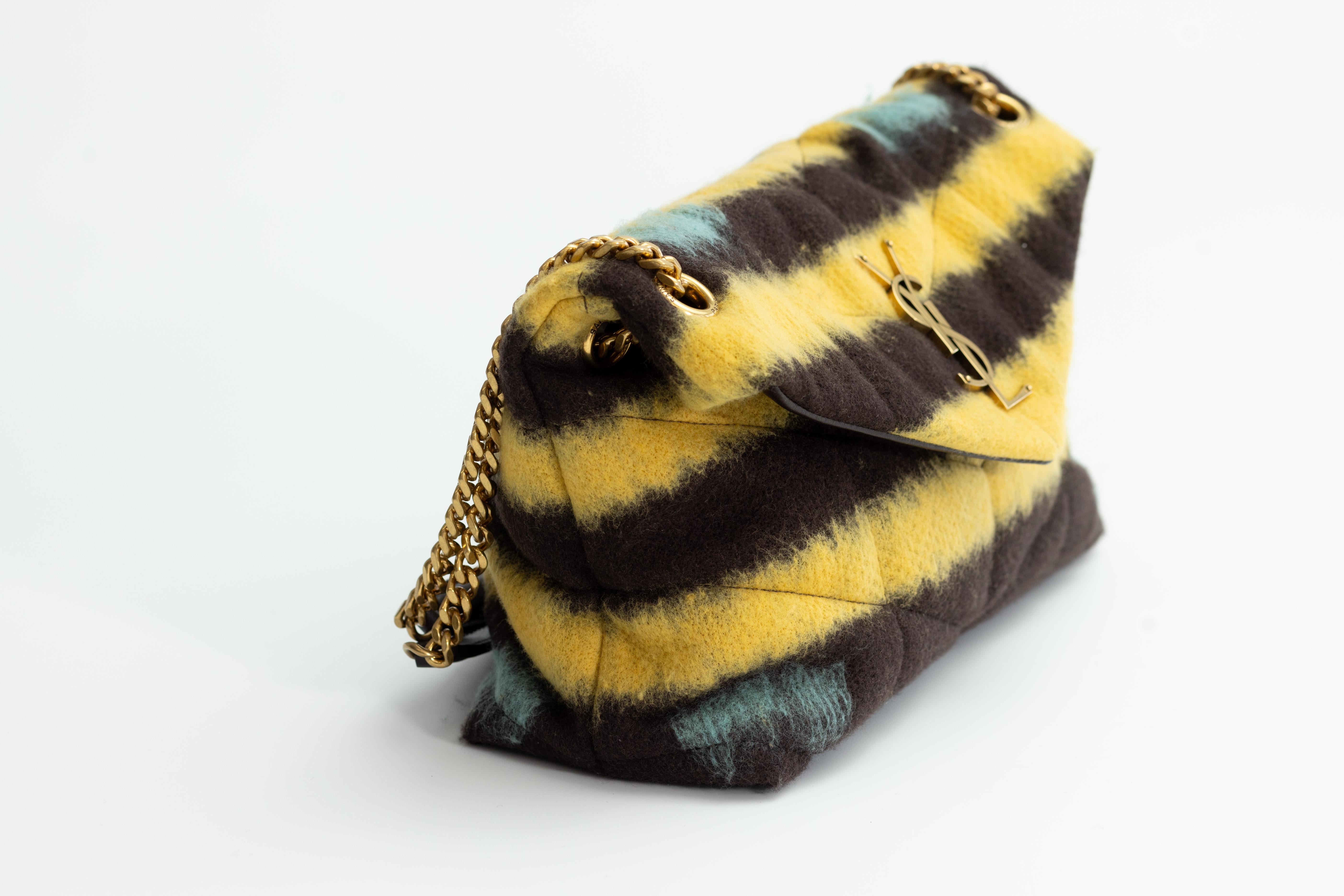 Saint Laurent Tie Dye Yellow Loulou Puffer Bag Small For Sale 2