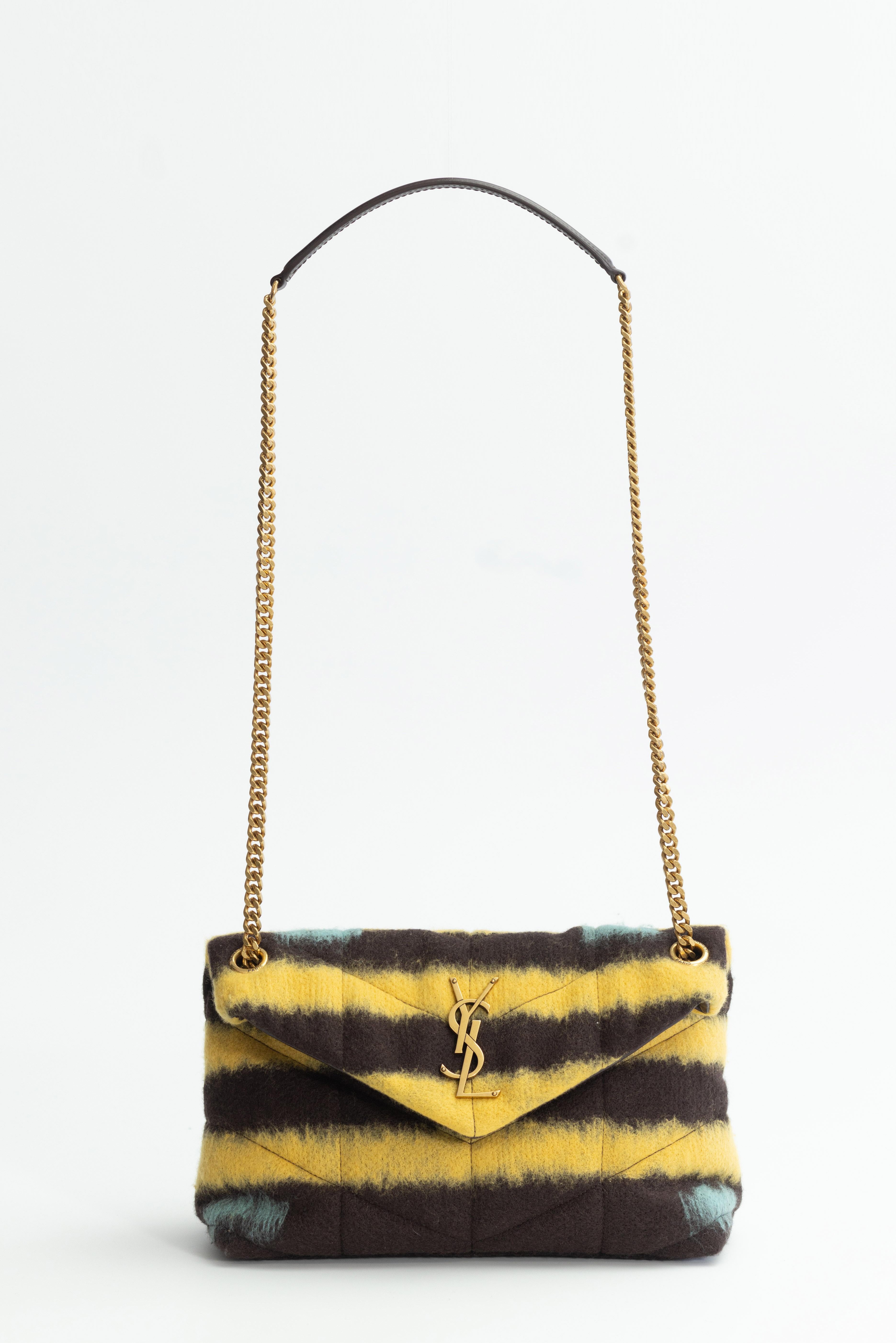 Saint Laurent Tie Dye Yellow Small Loulou Puffer Bag For Sale 7