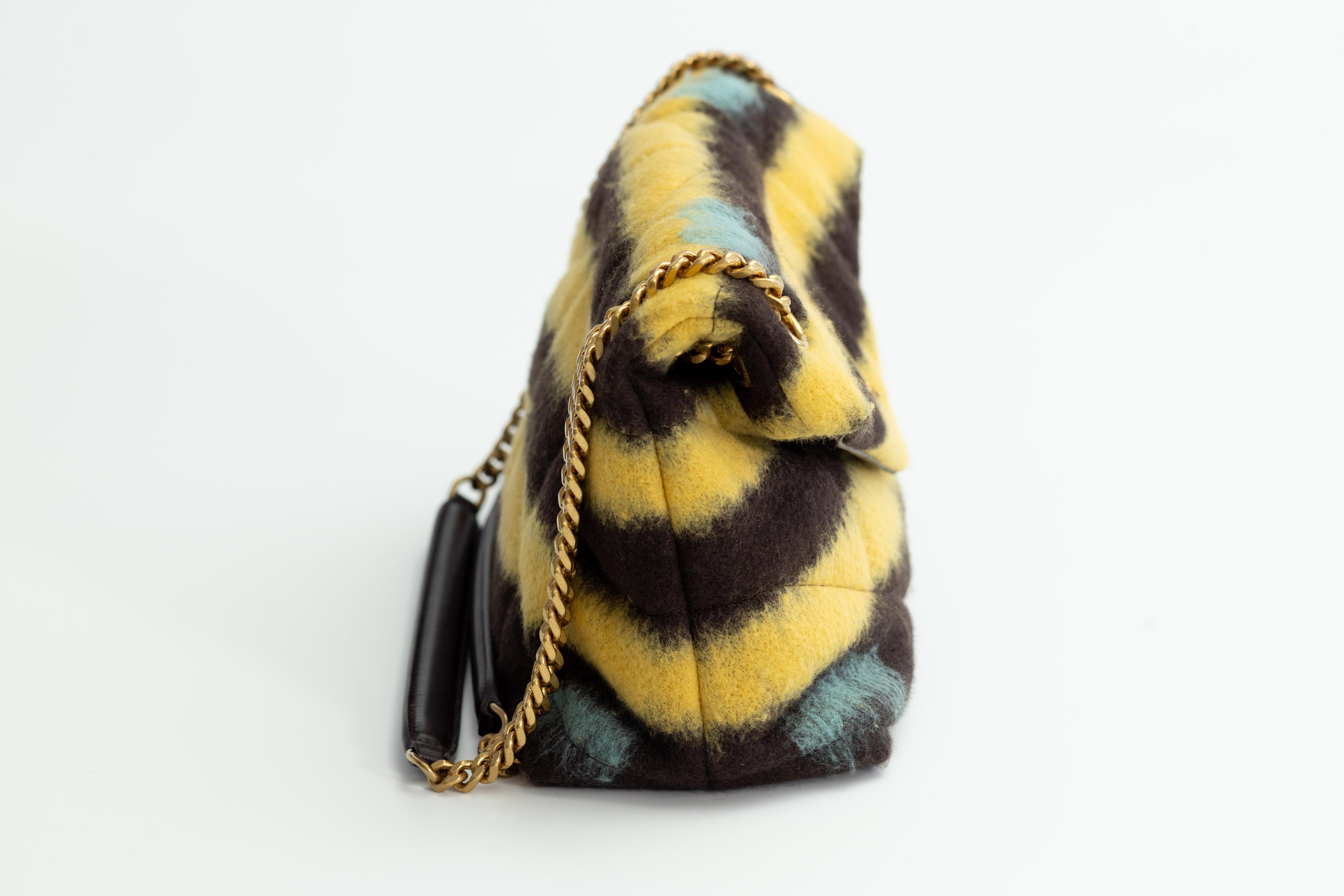 Saint Laurent Tie Dye Yellow Small Loulou Puffer Bag For Sale 2