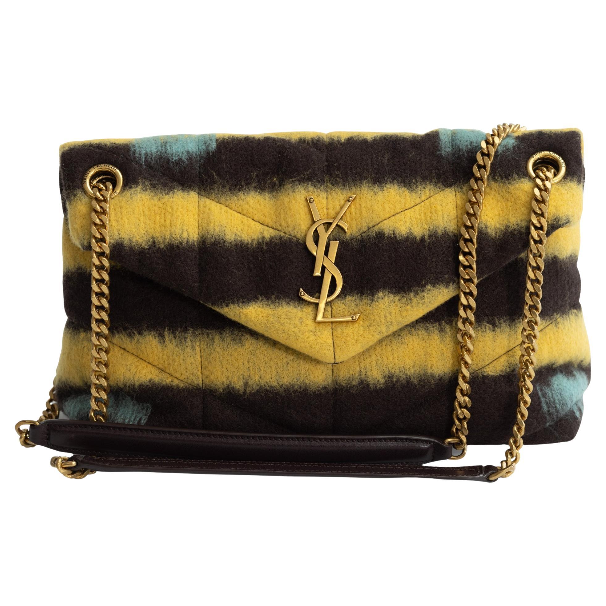 Saint Laurent Tie Dye Yellow Small Loulou Puffer Bag For Sale