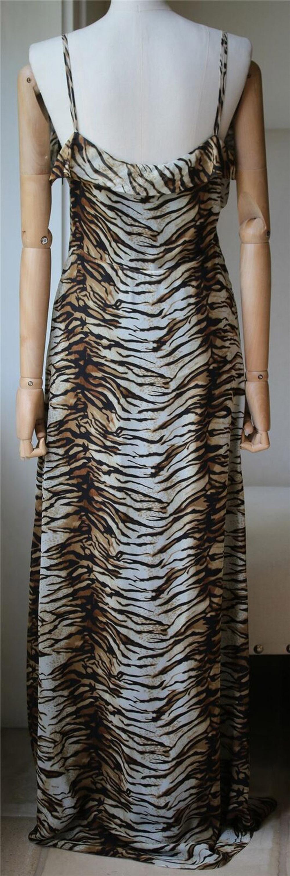 Saint Laurent Tiger-Print Silk Maxi Dress  In Excellent Condition In London, GB