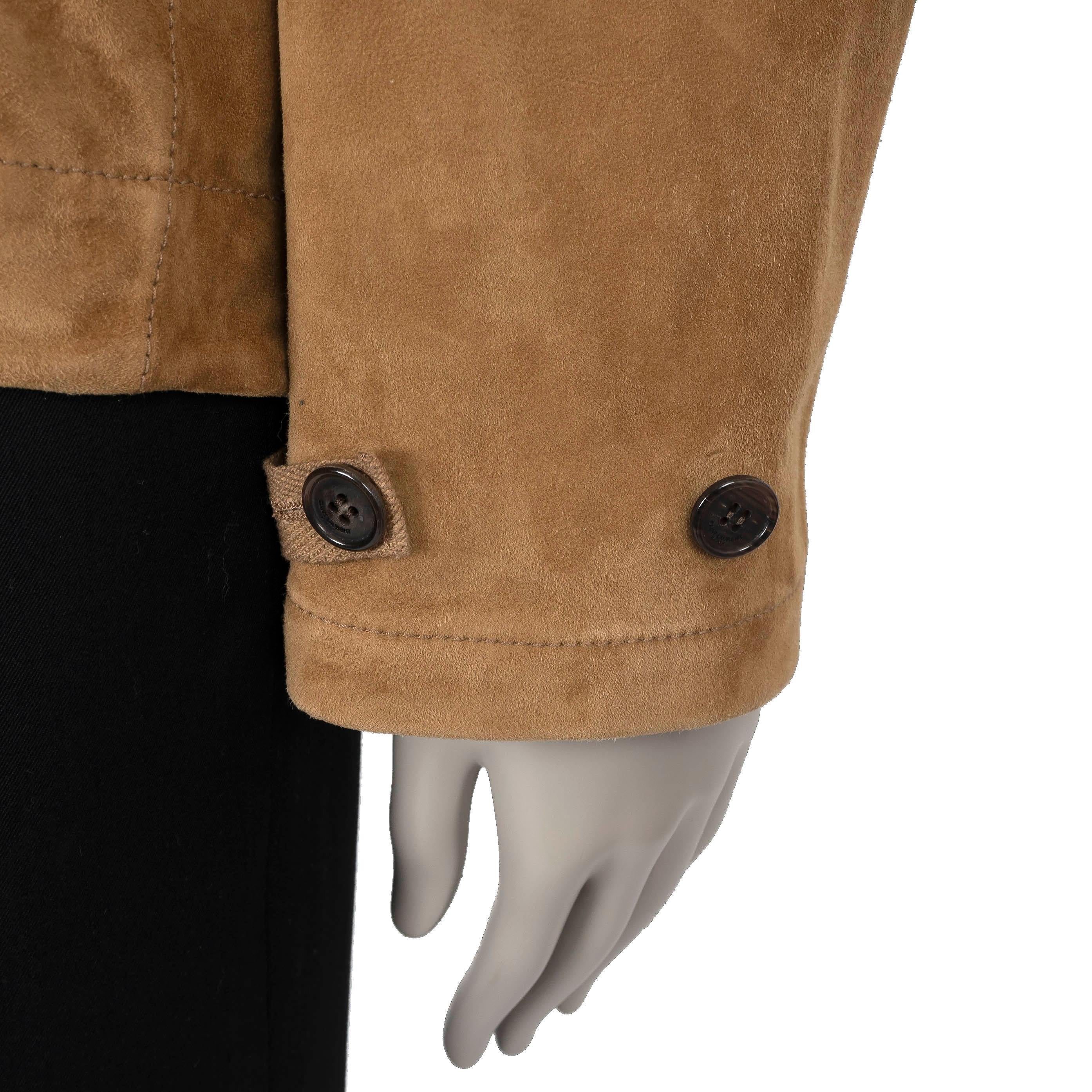 SAINT LAURENT Tobacco brown suede 2018 HOODED Jacket 36 XS For Sale 1