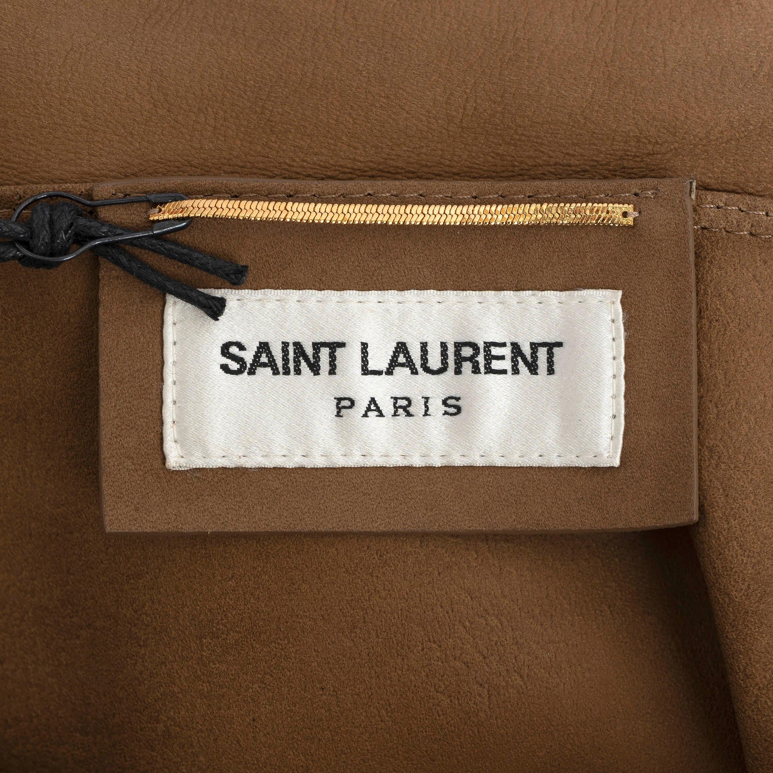 SAINT LAURENT Tobacco brown suede 2018 HOODED Jacket 36 XS For Sale 2
