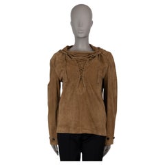 SAINT LAURENT Ante marrón tabaco 2018 CHAQUETA CON CAPUCHA 36 XS