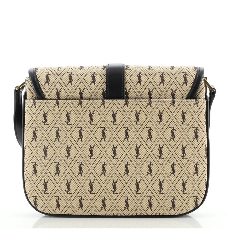 Saint Laurent Top Flap Satchel Monogramm All Over Canvas und Leder Klein (Braun)