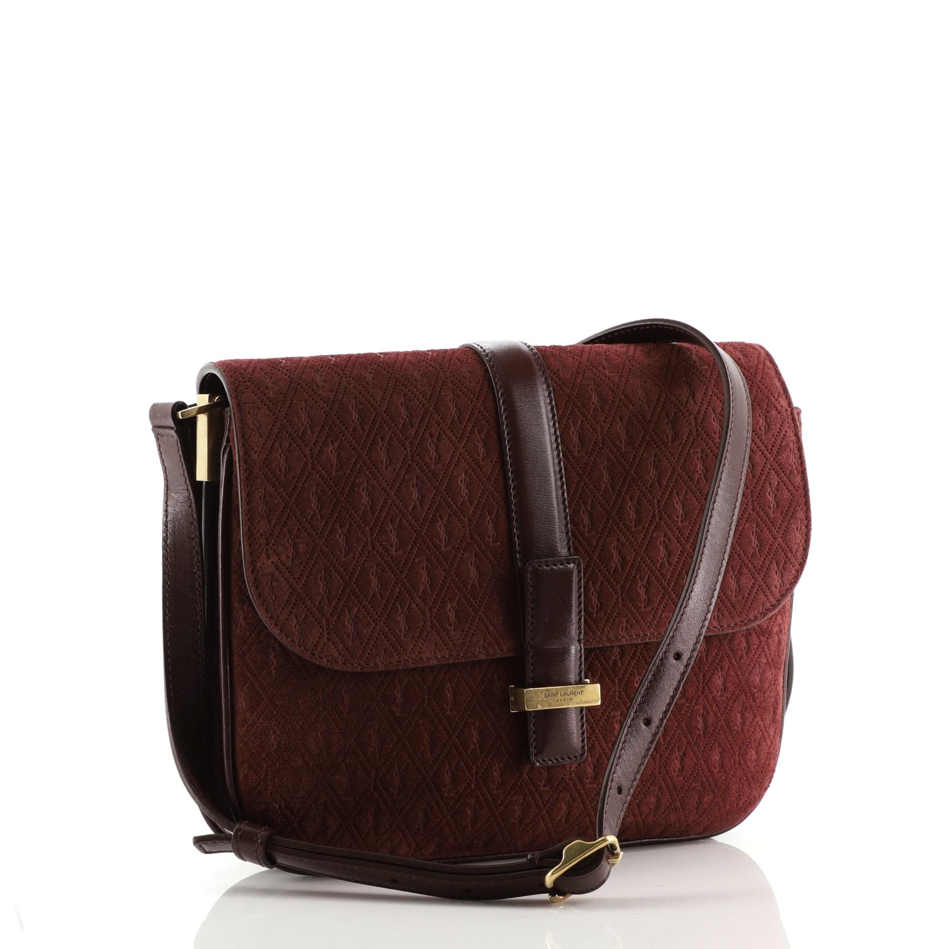Black Saint Laurent Top Flap Satchel Monogram All Over Canvas and Leather Small