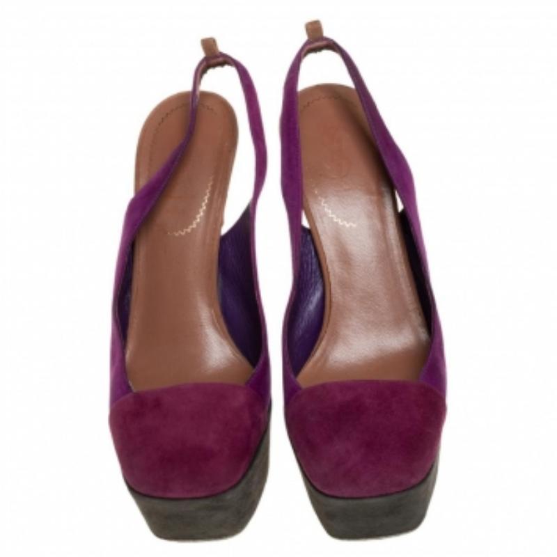 Women's Saint Laurent Tri Color Suede Obsession Slingback Platform Sandals Size 36 For Sale