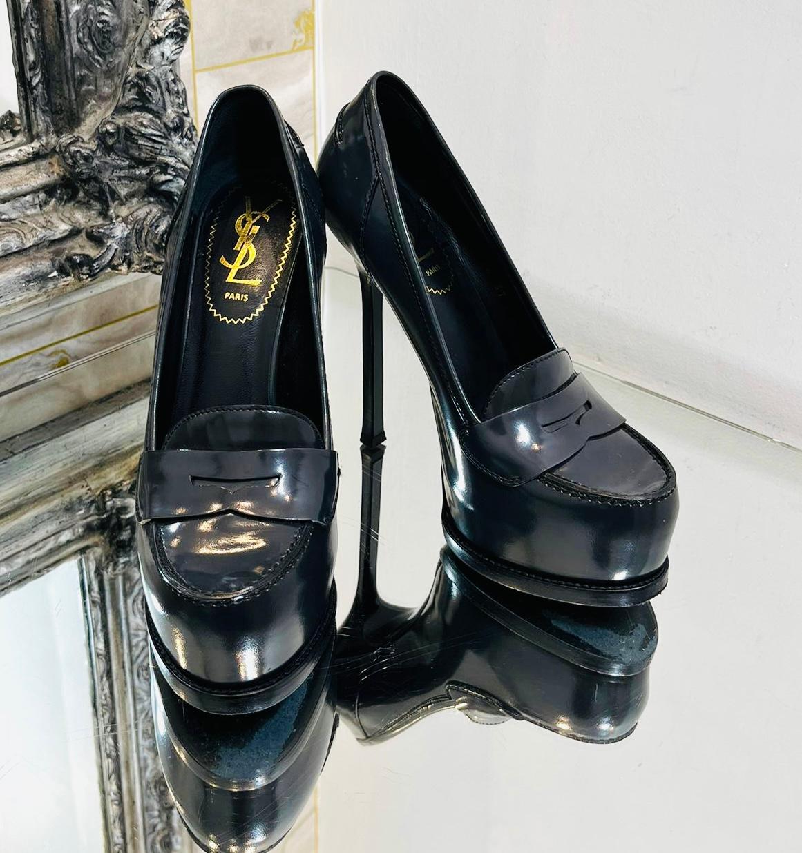 Saint Laurent Tribtoo Loafer Platform Leather Pumps In Excellent Condition For Sale In London, GB