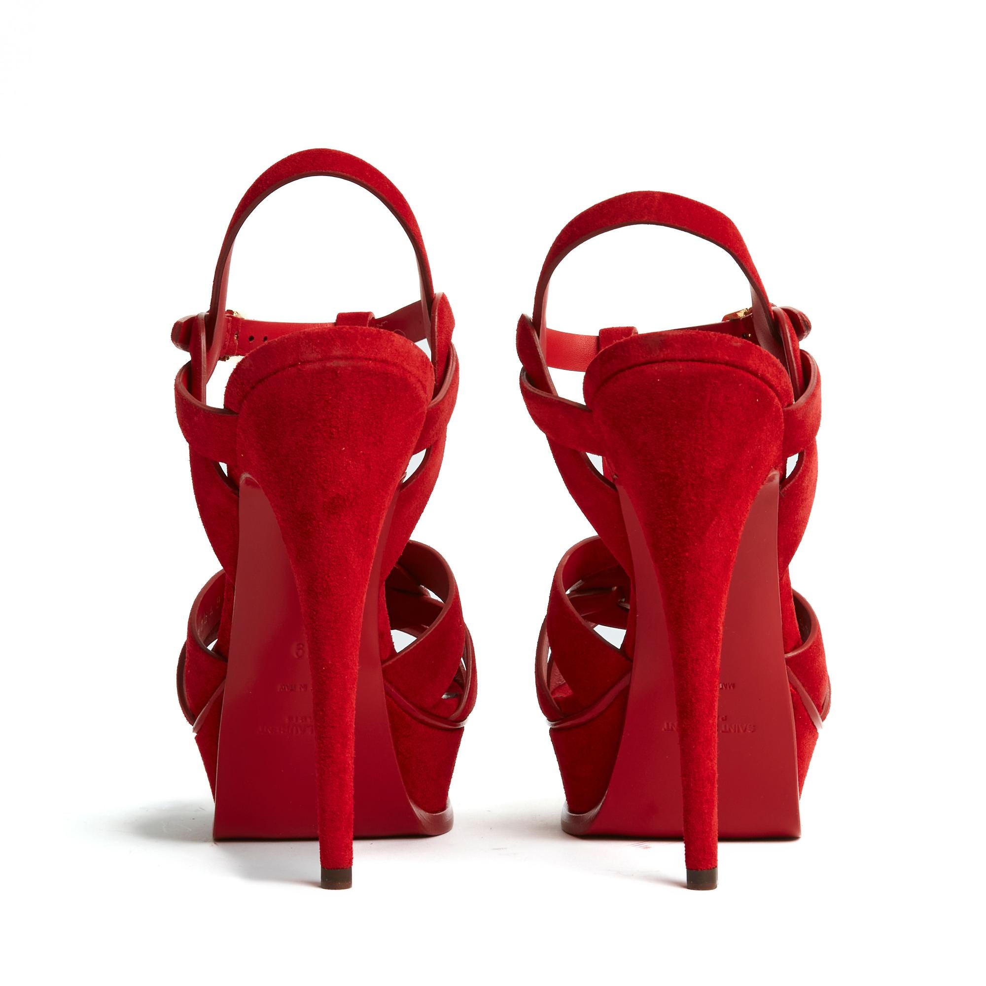 Women's Saint Laurent Tribute Red Suede Pumps US8.5 New For Sale