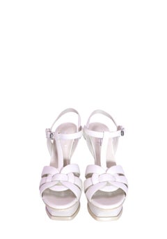 Saint Laurent Tribute White Leather Platform Sandals - EU 37