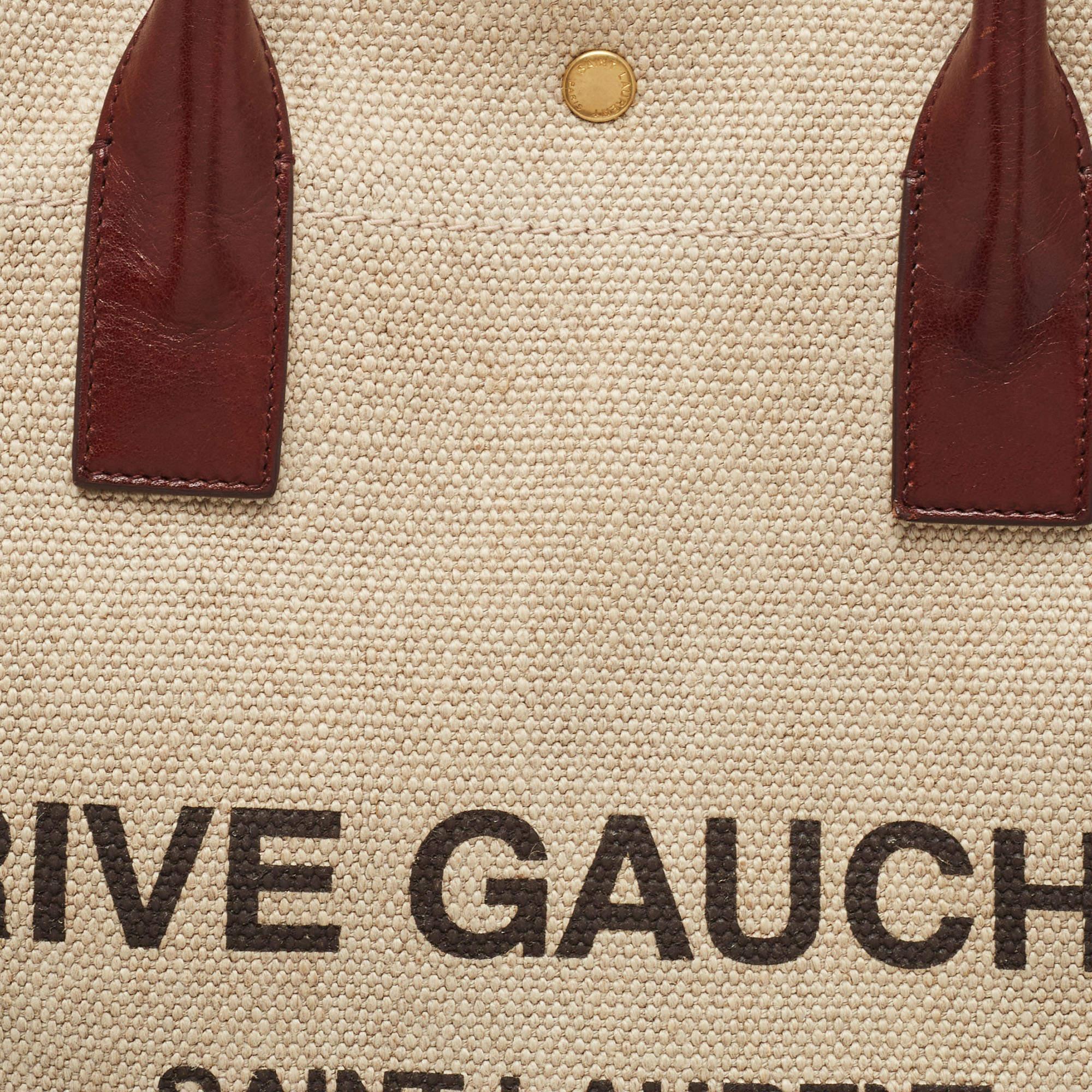 Saint Laurent Tricolor Canvas and Leather Rive Gauche Vertical Tote 2