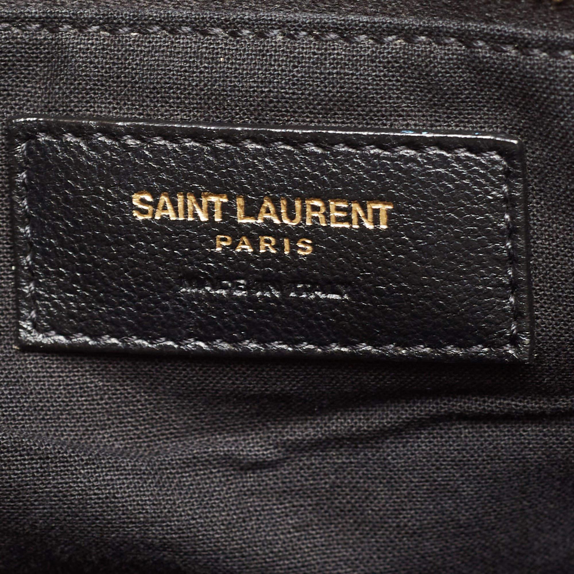 Saint Laurent Rive Gauche Vertikale Tote aus dreifarbigem Canvas und Leder im Angebot 3