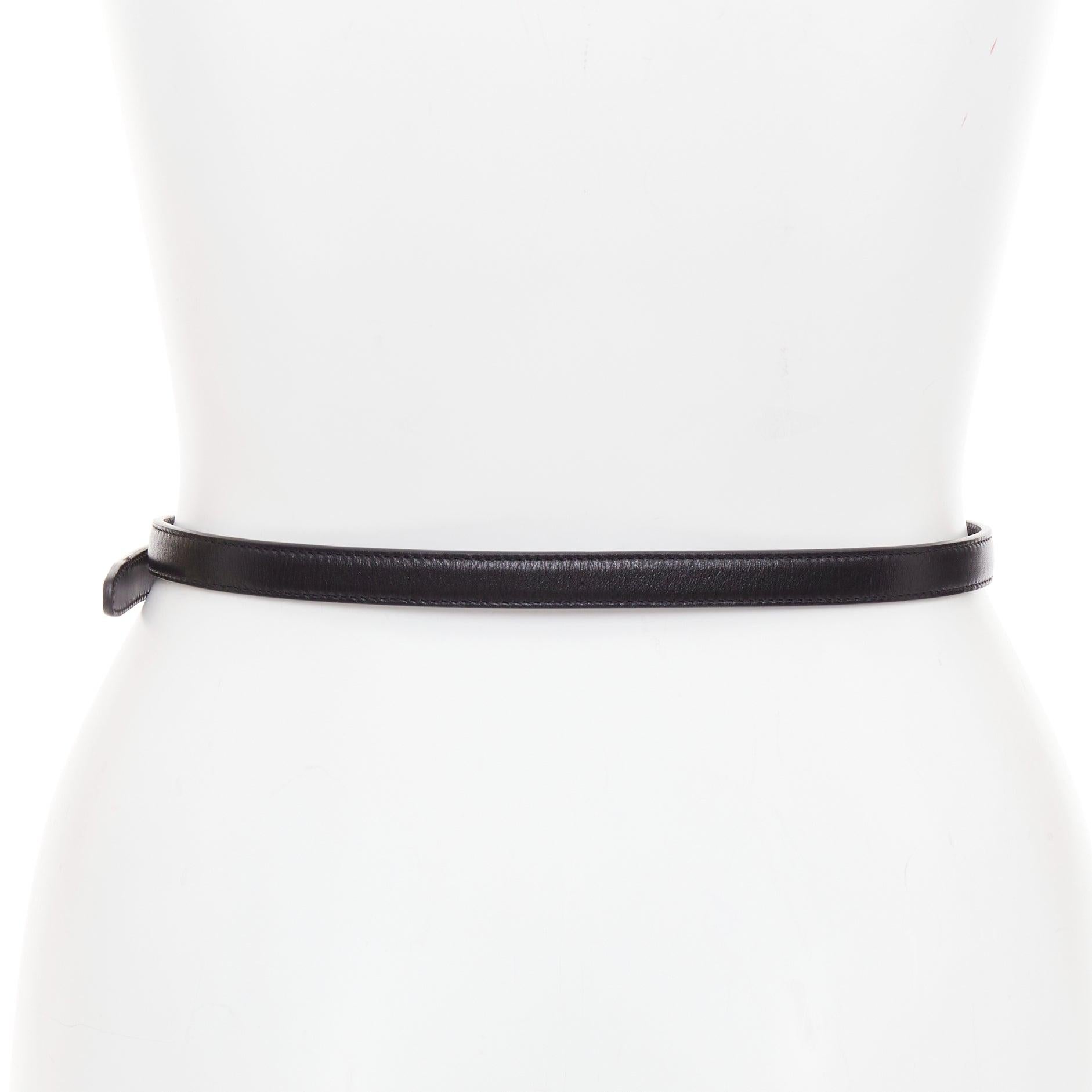 Donna Saint Laurent Trois Passants cintura skinny in pelle nera con fibbia a 3 passanti in oro in vendita