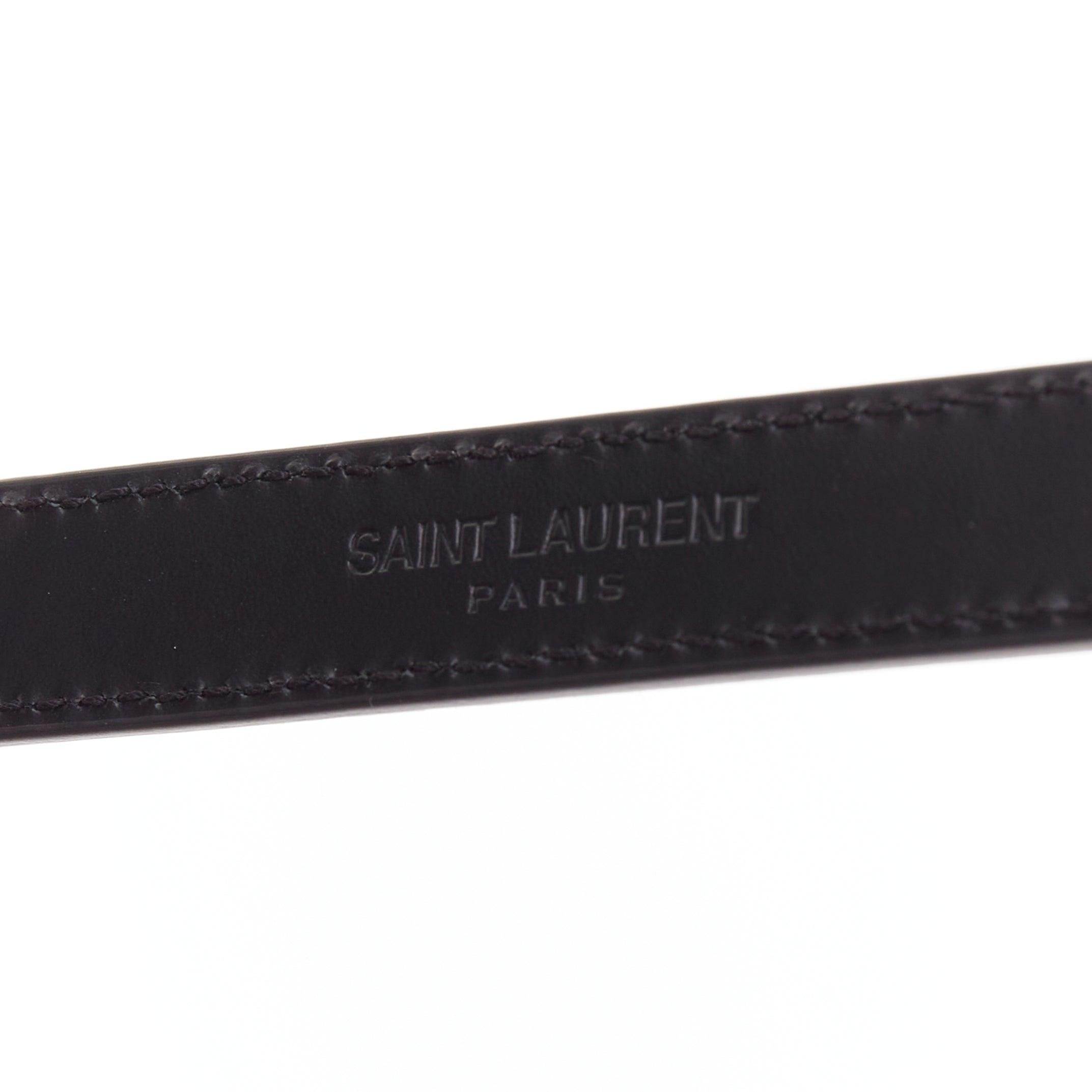 Saint Laurent Trois Passants cintura skinny in pelle nera con fibbia a 3 passanti in oro in vendita 3