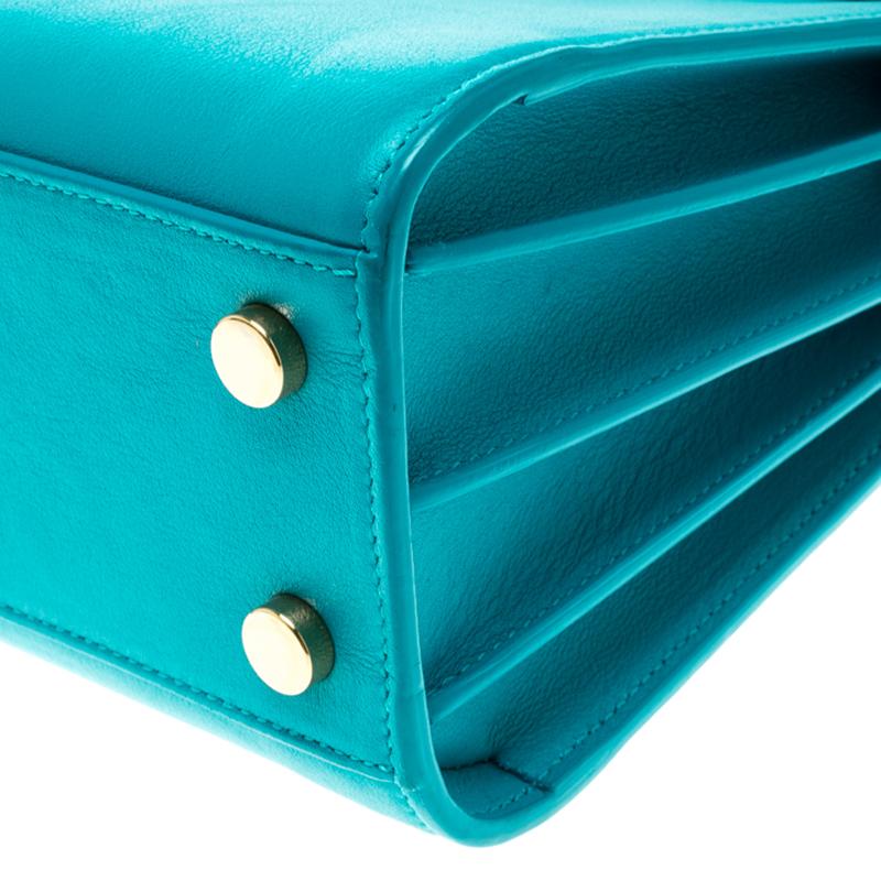 Saint Laurent Turquoise Leather Nano Classic Sac De Jour Tote 3