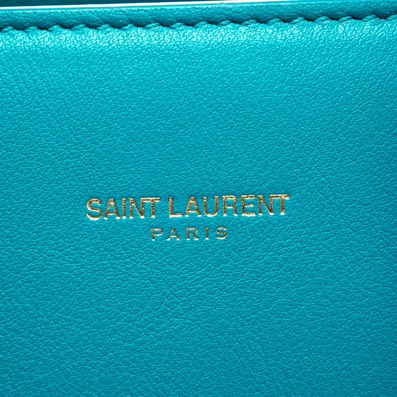 Saint Laurent Turquoise Leather Nano Classic Sac De Jour Tote 1