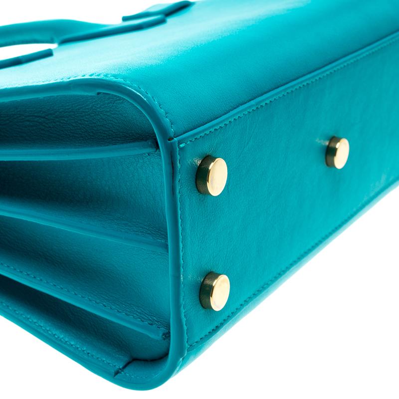 Saint Laurent Turquoise Leather Nano Classic Sac De Jour Tote 2
