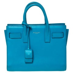 Saint Laurent Turquoise Leather Nano Classic Sac De Jour Tote