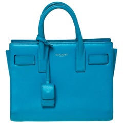 Saint Laurent Turquoise Leather Nano Classic Sac De Jour Tote