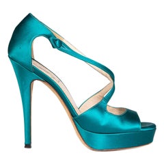 Saint Laurent Turquoise Satin Sandals Size IT 36