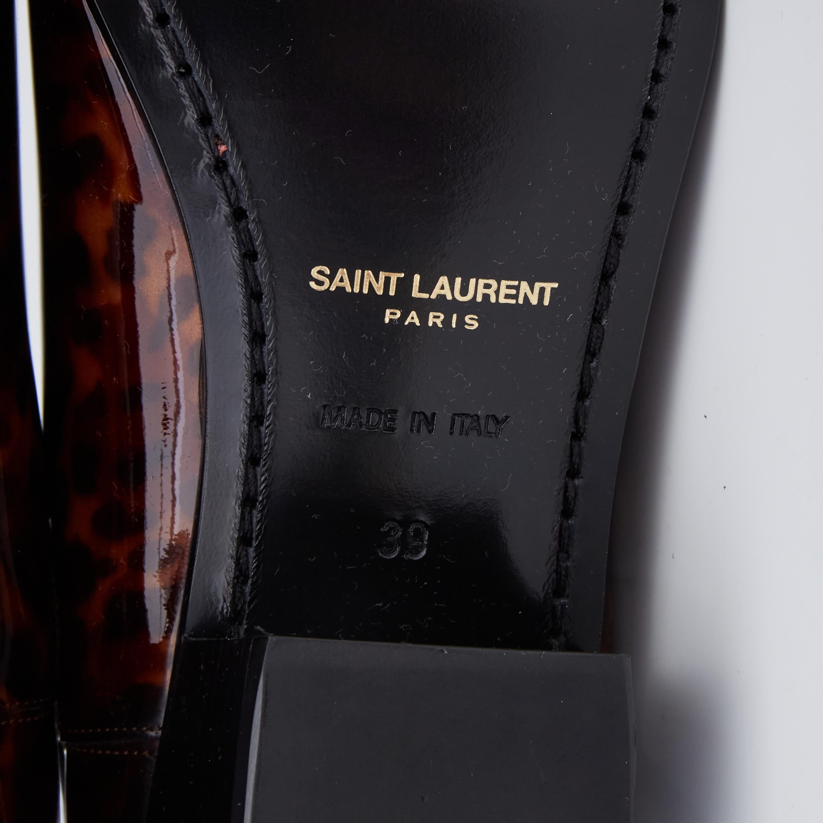 Saint Laurent Turtle Patent Leather Animal Print Chelsea Boots (606602) EU 39 1