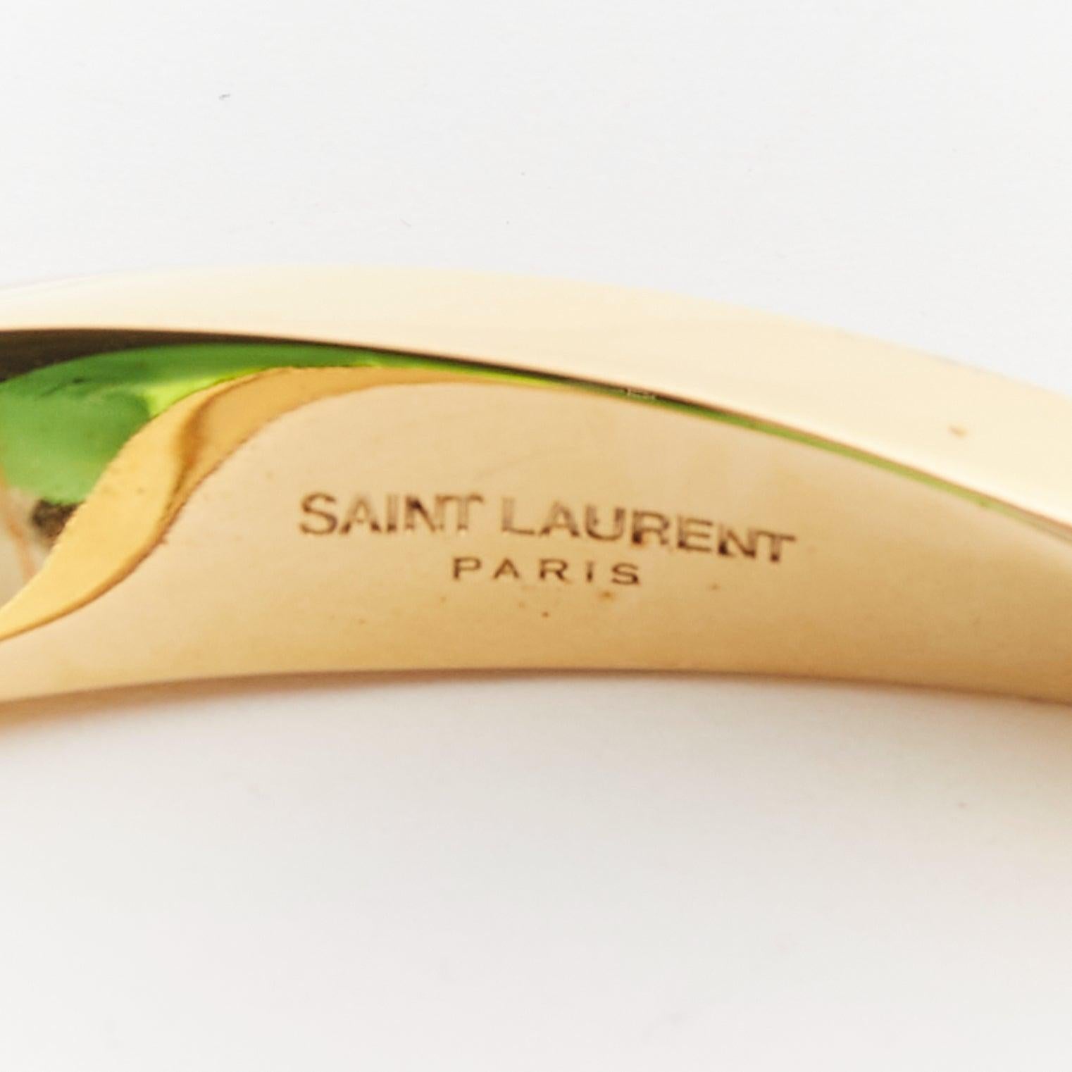 SAINT LAURENT Twisted gold double push clasps hard bangle For Sale 2