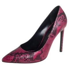 Saint Laurent Two Tone Python Embossed Leather Pointed Toe Pumps Size 38