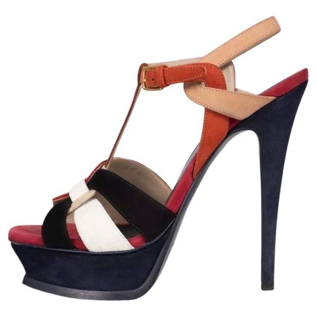 Saint Laurent Two-Tone Suede Sandals - Size 38