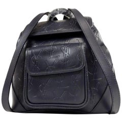 Saint Laurent (Ultra Rare) Navy Embossed 231618 Blue Leather Backpack