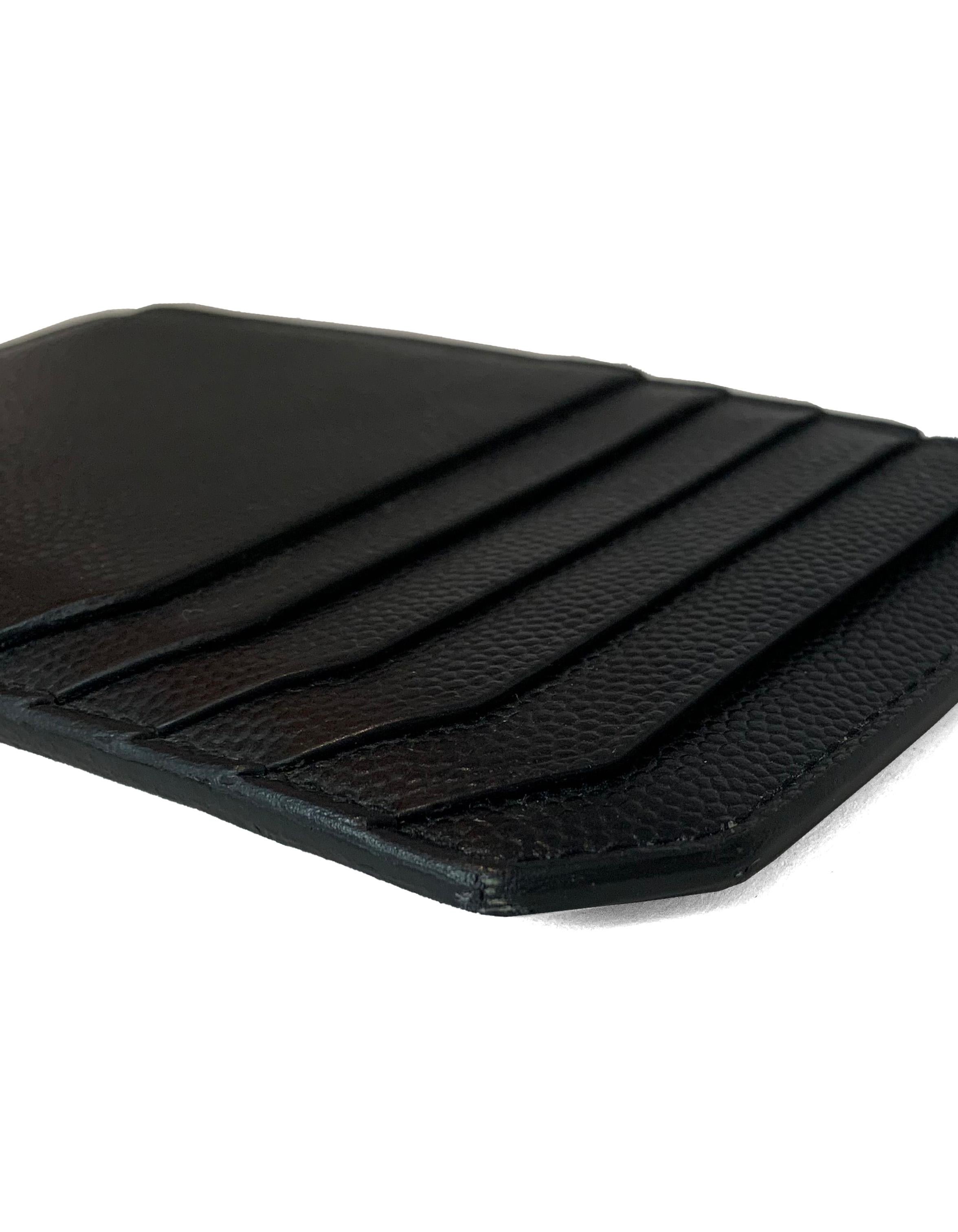 Saint Laurent Unisex Black Textured Leather Zip Top Card Holder rt. $295 2