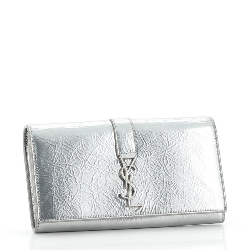 Gray Saint Laurent Universite Wallet Leather