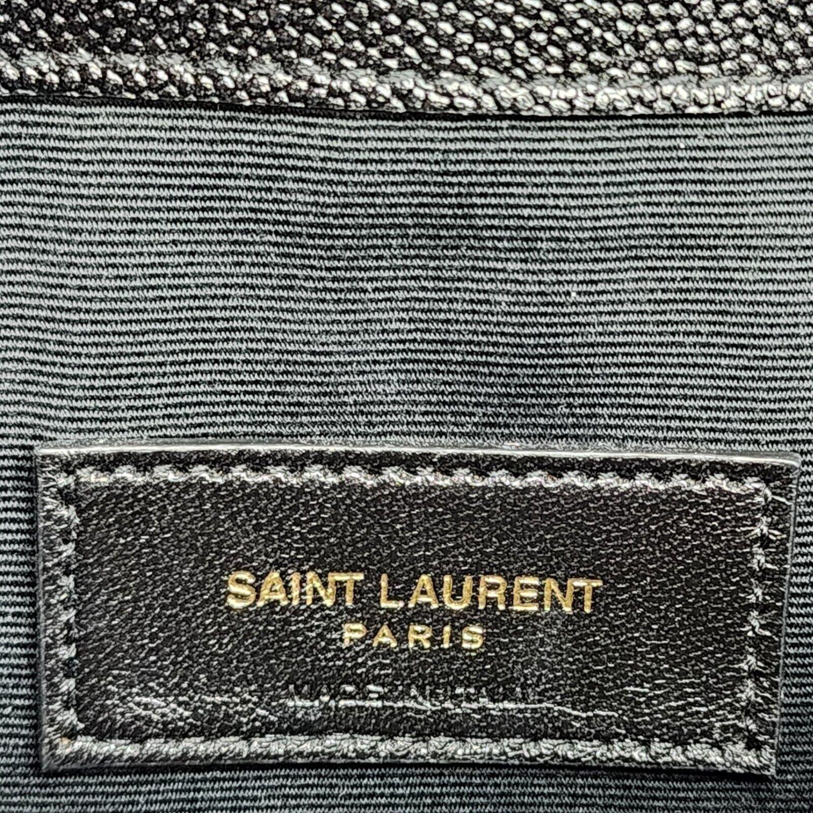 Saint Laurent Uptown Pouch Clutch Bag - Grain de Poudre Leather in Black In Excellent Condition In Los Angeles, CA