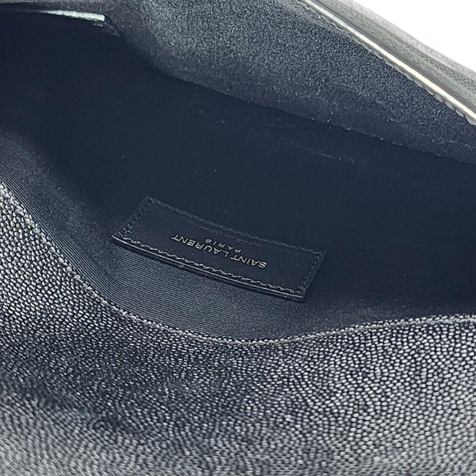 Women's Saint Laurent Uptown Pouch Clutch Bag - Grain de Poudre Leather in Black