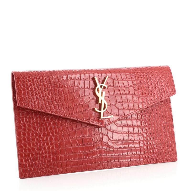 ysl croc embossed pouch
