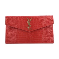 Saint Laurent Uptown Pouch Crocodile Embossed Leather