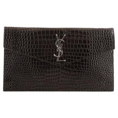 Saint Laurent Uptown Pouch Crocodile Embossed Leather